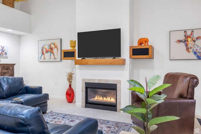 1999 W Canyon Dr Unit 3, St George, UT 84770 - carpeted living room with a tiled fireplace and baseboards