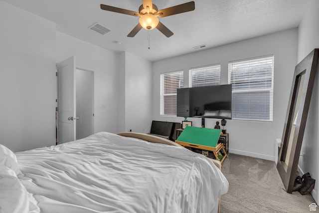 1578 W Andover Rd S, South Jordan, UT 84095 - carpeted bedroom with visible vents, ceiling fan, and multiple windows