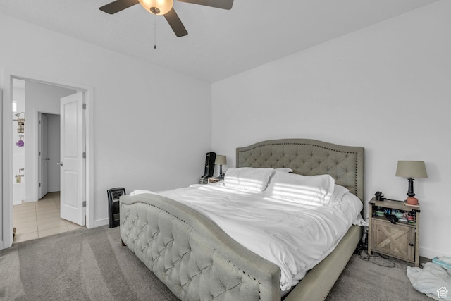 1578 W Andover Rd S, South Jordan, UT 84095 - carpeted bedroom with a ceiling fan, baseboards, and tile patterned flooring