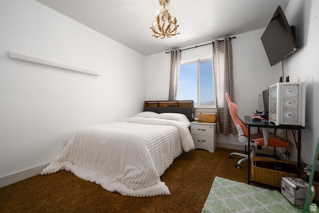 1394 S 1700 W, Vernal, UT 84078 - bedroom with baseboards, carpet floors, and a notable chandelier