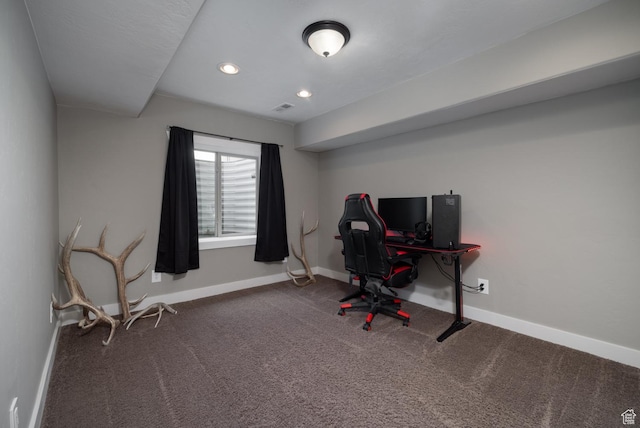 1394 S 1700 W, Vernal, UT 84078 - home office featuring recessed lighting, carpet, visible vents, and baseboards
