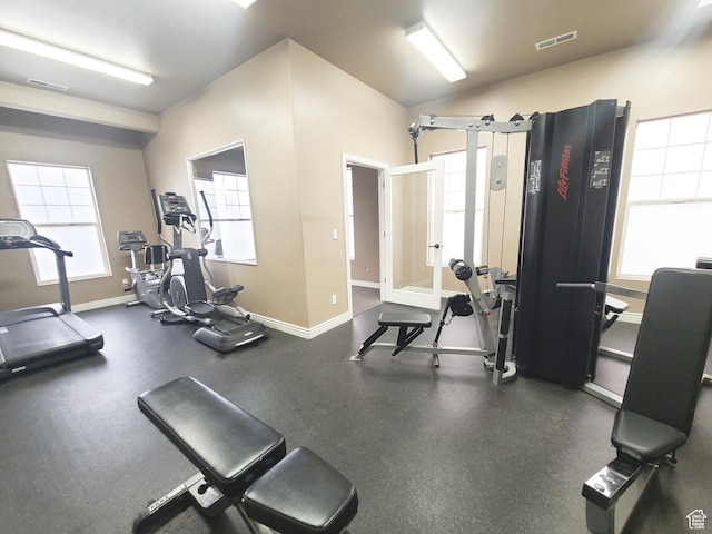 317 S 1000 W Unit 103, Pleasant Grove, UT 84062 - workout area with visible vents, baseboards, and a healthy amount of sunlight