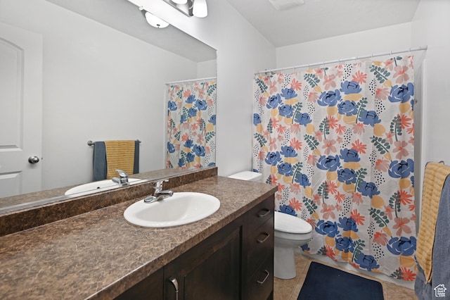 8050 W 1900 N, Petersboro, UT 84325 - bathroom featuring vanity, a shower with shower curtain, and toilet
