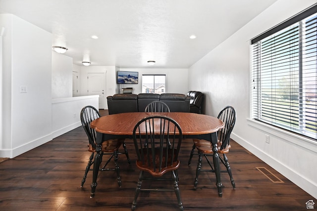 8050 W 1900 N, Petersboro, UT 84325 - dining area featuring recessed lighting, baseboards, dark wood-style floors, and visible vents