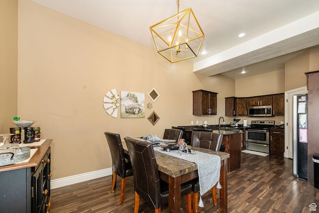111 E 690 S, Smithfield, UT 84335 - dining area with a chandelier, dark wood-type flooring, and recessed lighting