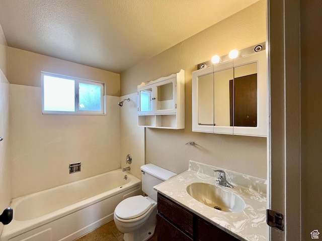 736 Westwood Ave, Moab, UT 84532 - full bathroom with toilet, vanity, a textured ceiling, and tub / shower combination