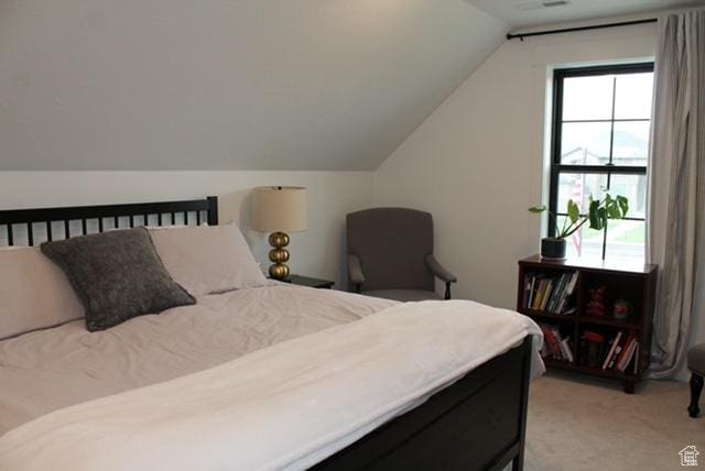 7226 Estancia Ln, Smithfield, UT 84335 - bedroom featuring light carpet and lofted ceiling
