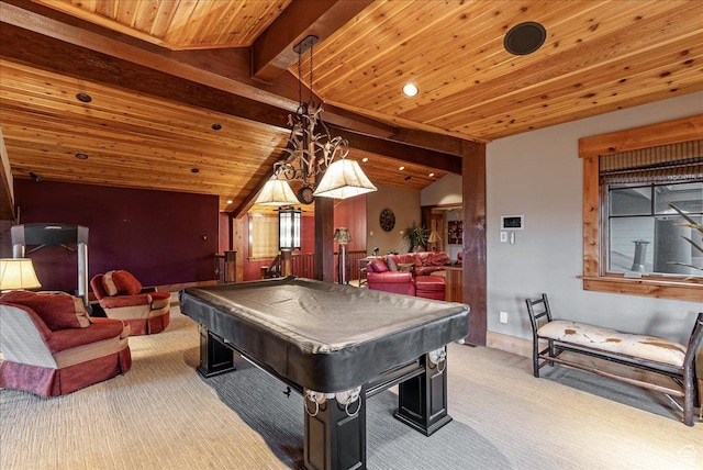 57 E 445 S, Garden City, UT 84028 - recreation room featuring wooden ceiling, lofted ceiling with beams, and carpet