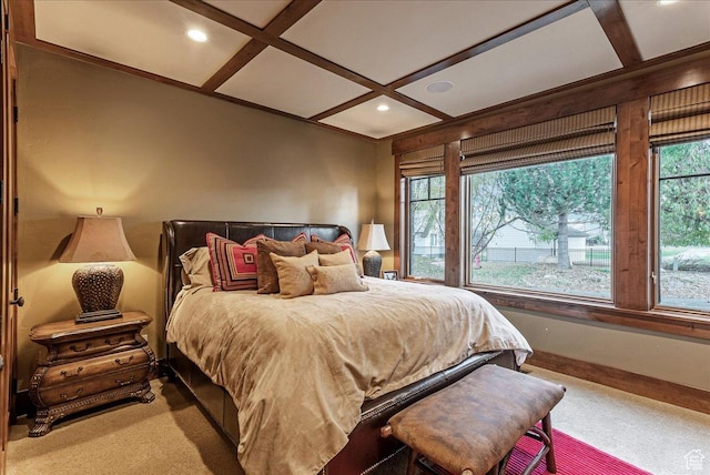 57 E 445 S, Garden City, UT 84028 - carpeted bedroom with recessed lighting, coffered ceiling, multiple windows, and baseboards