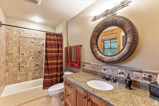 57 E 445 S, Garden City, UT 84028 - full bathroom with toilet, vanity, visible vents, and shower / bathtub combination with curtain
