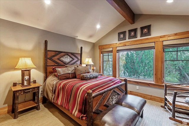 57 E 445 S, Garden City, UT 84028 - bedroom featuring recessed lighting, baseboards, and lofted ceiling with beams
