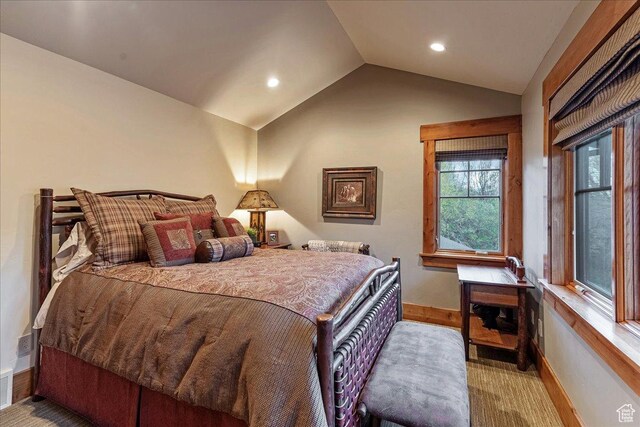 57 E 445 S, Garden City, UT 84028 - bedroom featuring recessed lighting, lofted ceiling, baseboards, and carpet