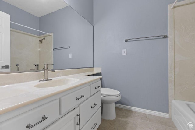 890 N Sky Mountain Ct, Hurricane, UT 84737 - full bathroom featuring vanity, baseboards, toilet, washtub / shower combination, and tile patterned flooring