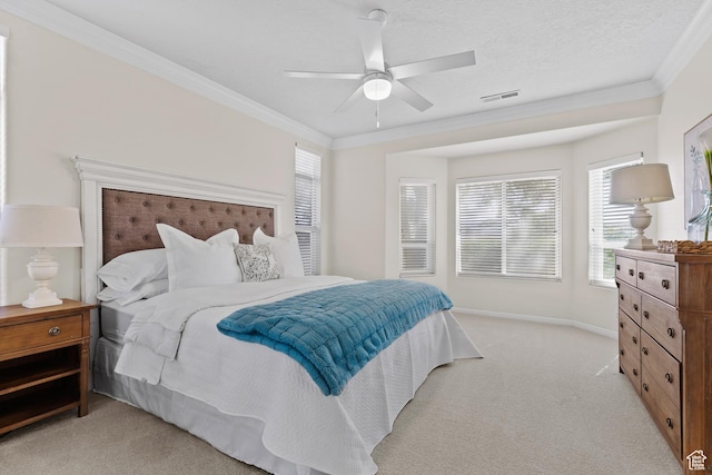 890 N Sky Mountain Ct, Hurricane, UT 84737 - bedroom featuring light carpet, crown molding, a ceiling fan, and baseboards