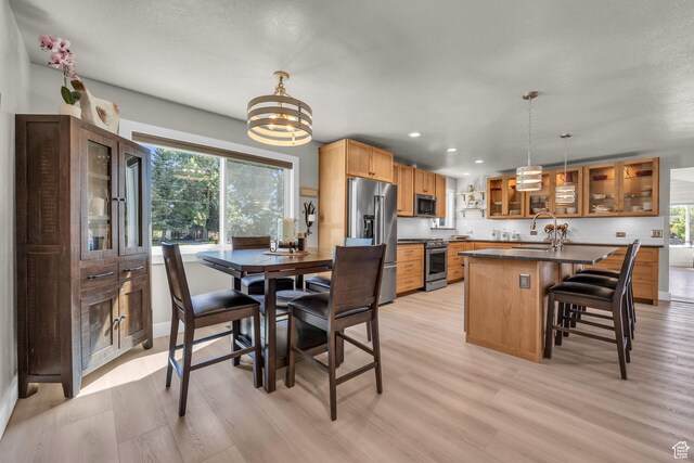 9185 S 200 W, Paradise, UT 84328 - dining room with recessed lighting, a notable chandelier, light wood-style flooring, and plenty of natural light
