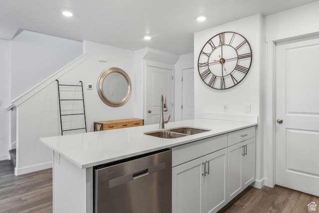 488 N Trident Dr, Saratoga Springs, UT 84045 - bar featuring dishwasher, a sink, recessed lighting, and dark wood finished floors