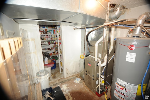 utility room with water heater