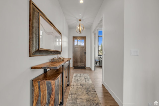 1622 E Abajo Peak Cir Unit Tv-23, Heber City, UT 84032 - foyer with wood finished floors, baseboards, recessed lighting, and a chandelier