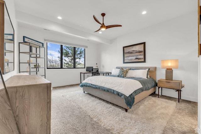 1622 E Abajo Peak Cir Unit Tv-23, Heber City, UT 84032 - bedroom featuring recessed lighting, carpet floors, a ceiling fan, and baseboards