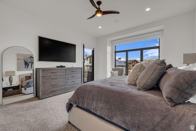 1622 E Abajo Peak Cir Unit Tv-23, Heber City, UT 84032 - bedroom featuring a ceiling fan, carpet flooring, and recessed lighting
