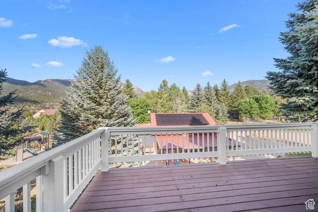 835 E Mountain View Dr, Pine Valley, UT 84781 - wooden deck with a mountain view