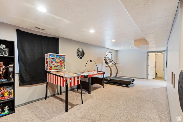 3295 S 1500 W, Perry, UT 84302 - rec room with recessed lighting, a textured ceiling, visible vents, and carpet