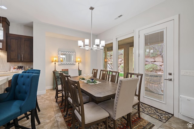 2356 S 1300 W, St George, UT 84770 - dining room featuring a chandelier, visible vents, and light tile patterned floors