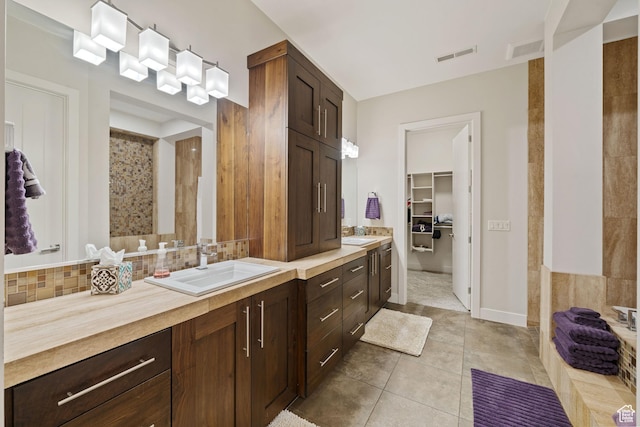 2356 S 1300 W, St George, UT 84770 - full bath featuring backsplash, visible vents, tile patterned floors, and vanity