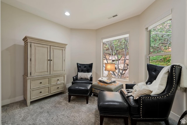 2356 S 1300 W, St George, UT 84770 - sitting room featuring baseboards, visible vents, recessed lighting, and light colored carpet