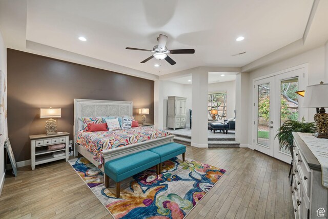 2356 S 1300 W, St George, UT 84770 - bedroom featuring baseboards, visible vents, light wood-style floors, and access to exterior
