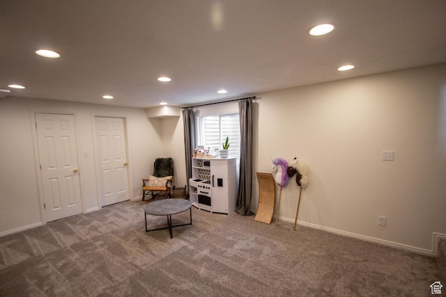 64 Winding Way, Logan, UT 84321 - sitting room with recessed lighting, carpet, and baseboards
