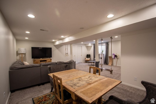 64 Winding Way, Logan, UT 84321 - carpeted dining area with recessed lighting and baseboards
