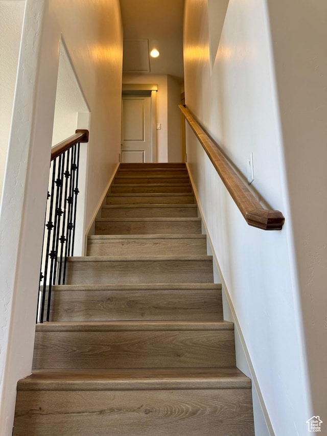 1126 E Bench View Dr N, Ogden, UT 84404 - stairs with recessed lighting and baseboards