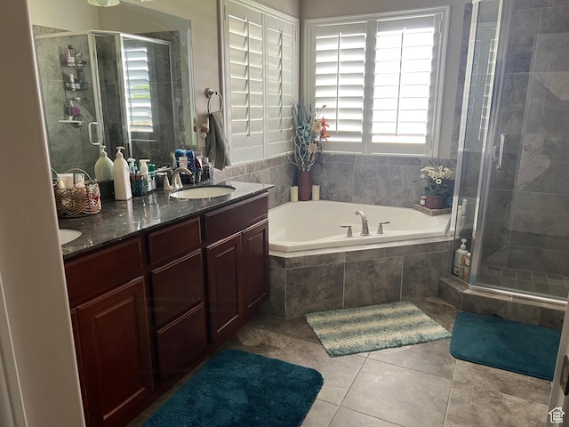 3158 S 2985 W, West Haven, UT 84401 - full bath with a garden tub, a stall shower, tile patterned floors, and double vanity