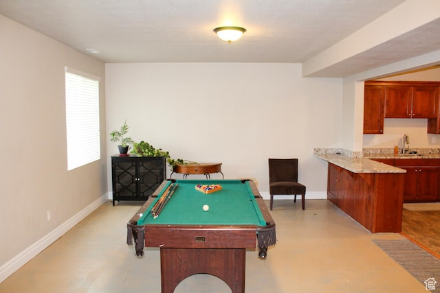 3158 S 2985 W, West Haven, UT 84401 - recreation room featuring billiards table, a sink, baseboards, and concrete floors