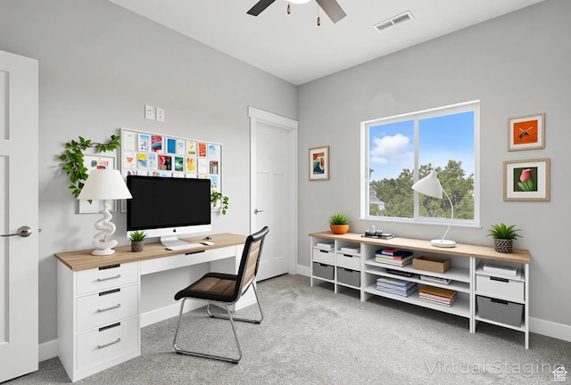 1152 E Smokey Trail Way, Cedar City, UT 84721 - carpeted home office with a ceiling fan and baseboards