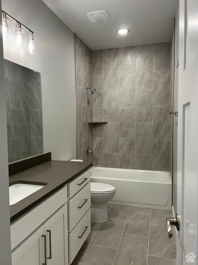 1152 E Smokey Trail Way, Cedar City, UT 84721 - full bathroom featuring toilet, vanity, shower / bathtub combination, and recessed lighting