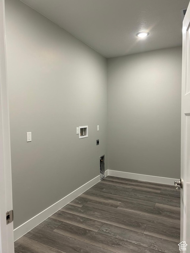 1152 E Smokey Trail Way, Cedar City, UT 84721 - clothes washing area with electric dryer hookup, dark wood-type flooring, washer hookup, baseboards, and recessed lighting