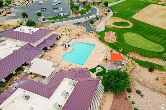 aerial view with view of golf course