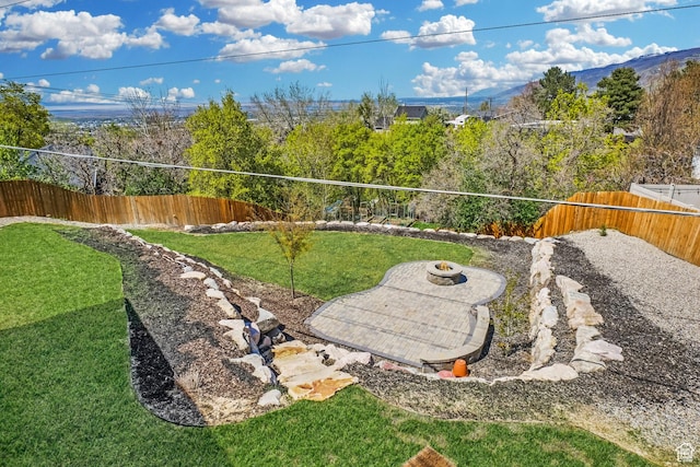 view of yard with a fenced backyard