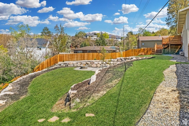 view of yard featuring a fenced backyard