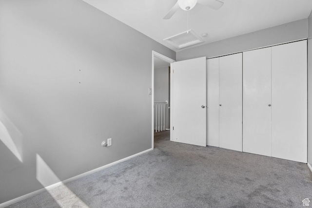 81 W Pheasantbrook Cir N, Centerville, UT 84014 - unfurnished bedroom with attic access, carpet, a closet, and ceiling fan