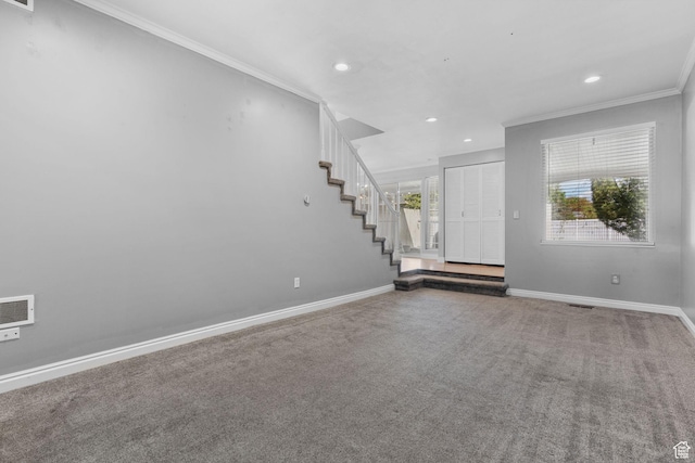 81 W Pheasantbrook Cir N, Centerville, UT 84014 - interior space featuring plenty of natural light, recessed lighting, stairway, and crown molding