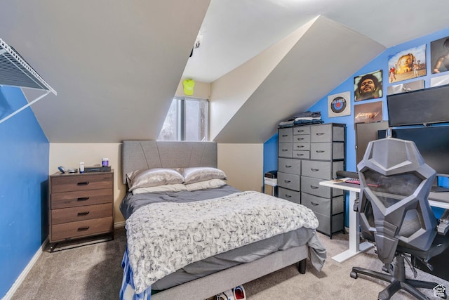682 N 700 W, Provo, UT 84601 - bedroom featuring carpet floors, lofted ceiling, and baseboards