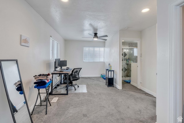682 N 700 W, Provo, UT 84601 - office area with recessed lighting, carpet, a ceiling fan, and baseboards