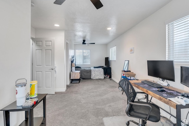 682 N 700 W, Provo, UT 84601 - home office featuring recessed lighting, carpet, baseboards, and ceiling fan