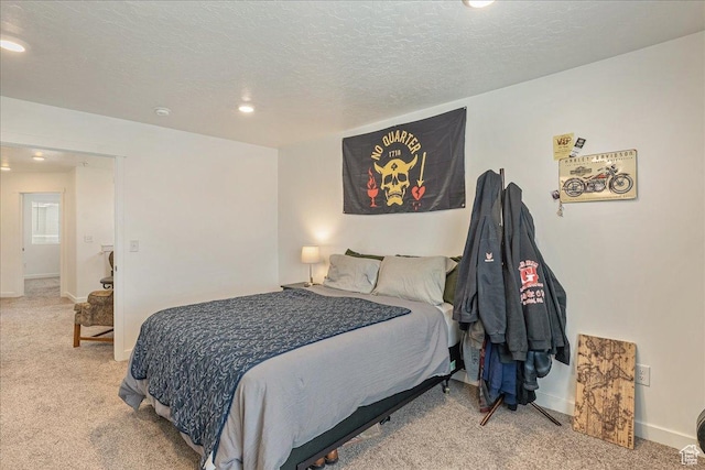 278 N Portside Ln, Saratoga Springs, UT 84045 - carpeted bedroom with baseboards, a textured ceiling, and recessed lighting