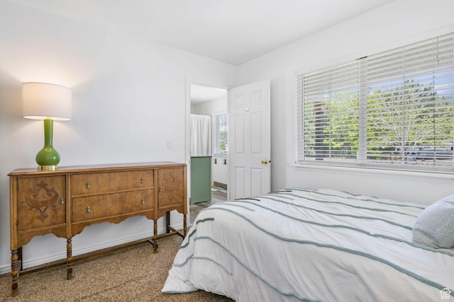 carpeted bedroom with multiple windows