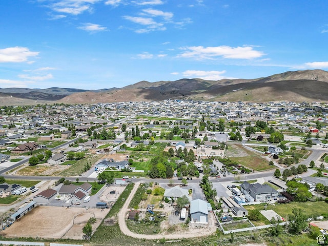 bird's eye view with a residential view and a mountain view