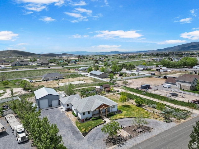 aerial view with a mountain view and a residential view